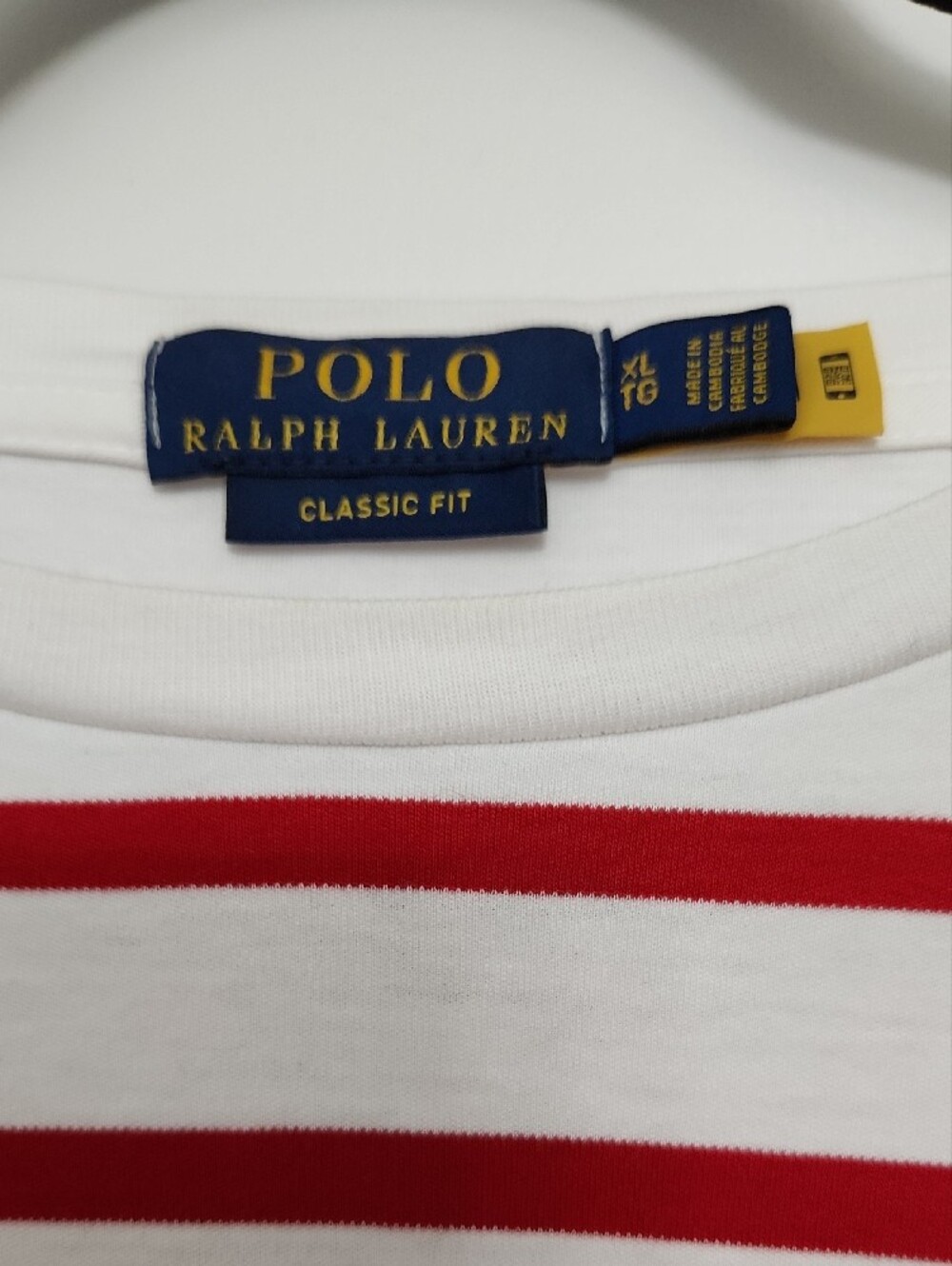 Polo by Ralph Lauren White Tee with Red Stripes and Navy Pony - Picture 2 of 5